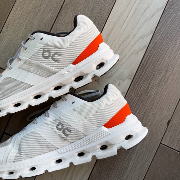 On Running Men's Athletic Shoes in White and Orange - Picture 4 of 10